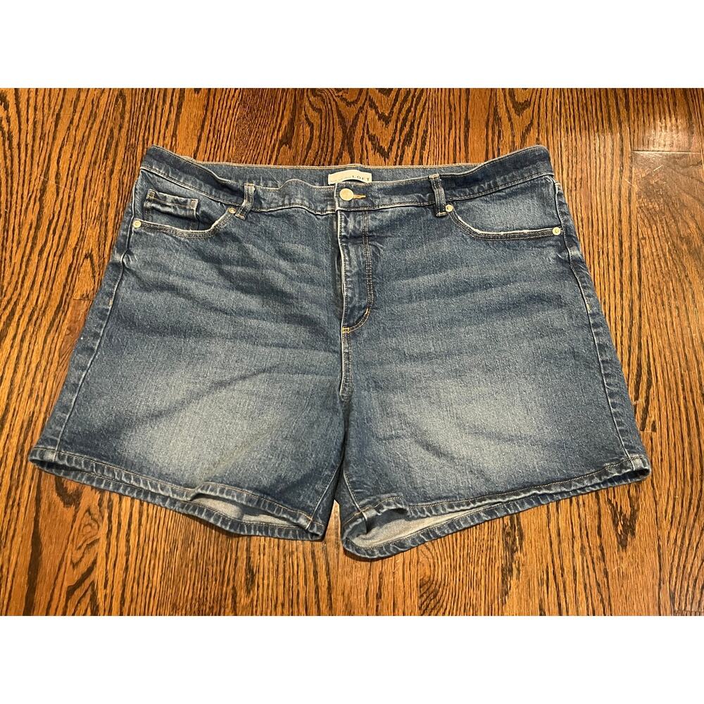 LOFT The Roll Denim Shorts Womens 16 / 33 Mid Rise Blue Jean Medium Wash Stretch